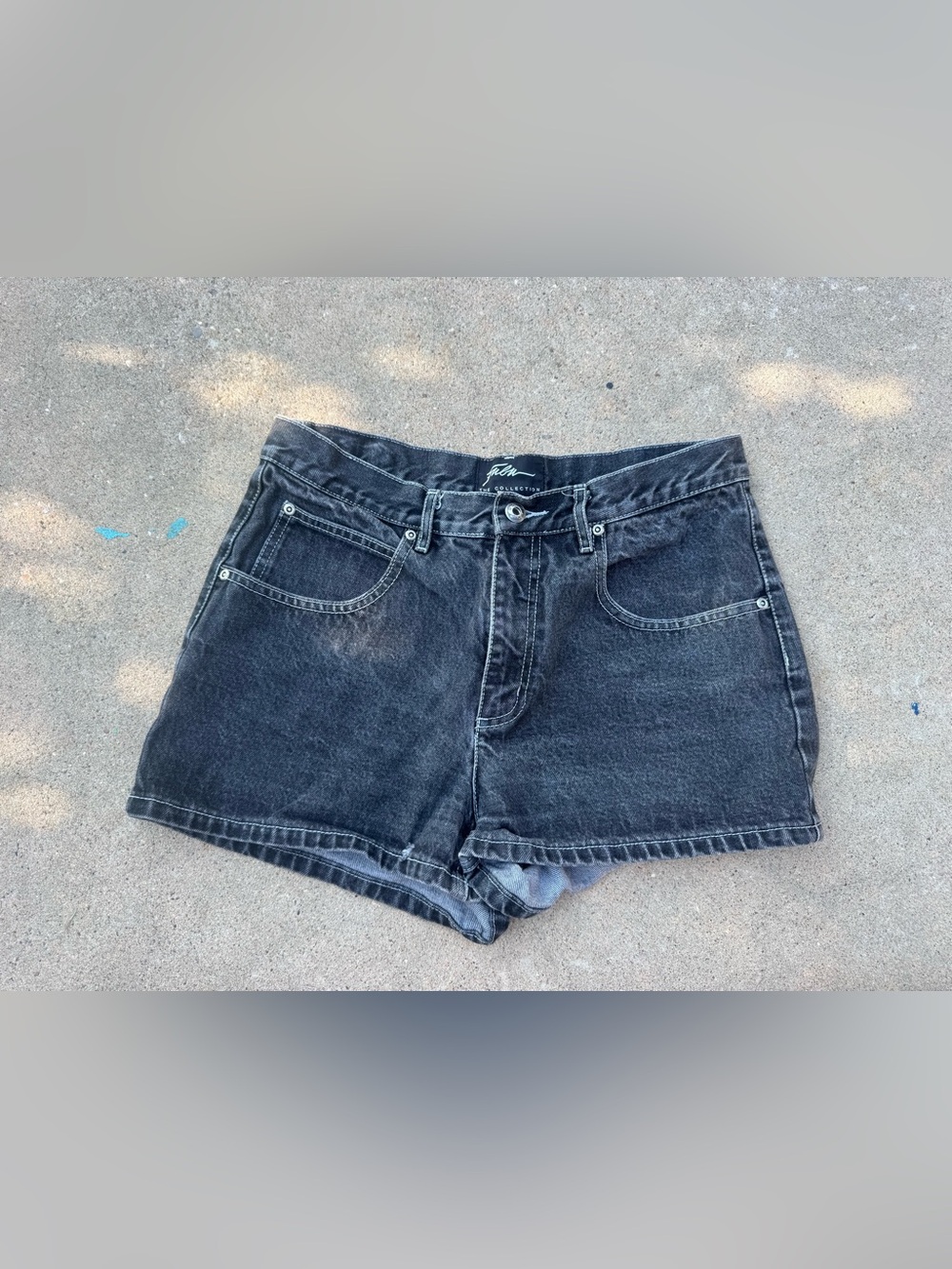Vtg Fubu The Collection Womens Jean Shorts Size 11-12 Black Denim Shorts